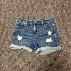 Hollister Distressed Blue Roll-Hem Jean Shorts